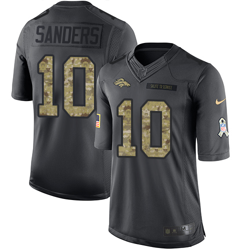 Men's Limited Emmanuel Sanders Nike Jersey Black - #10 2016 Salute to Service NFL Denver Broncos